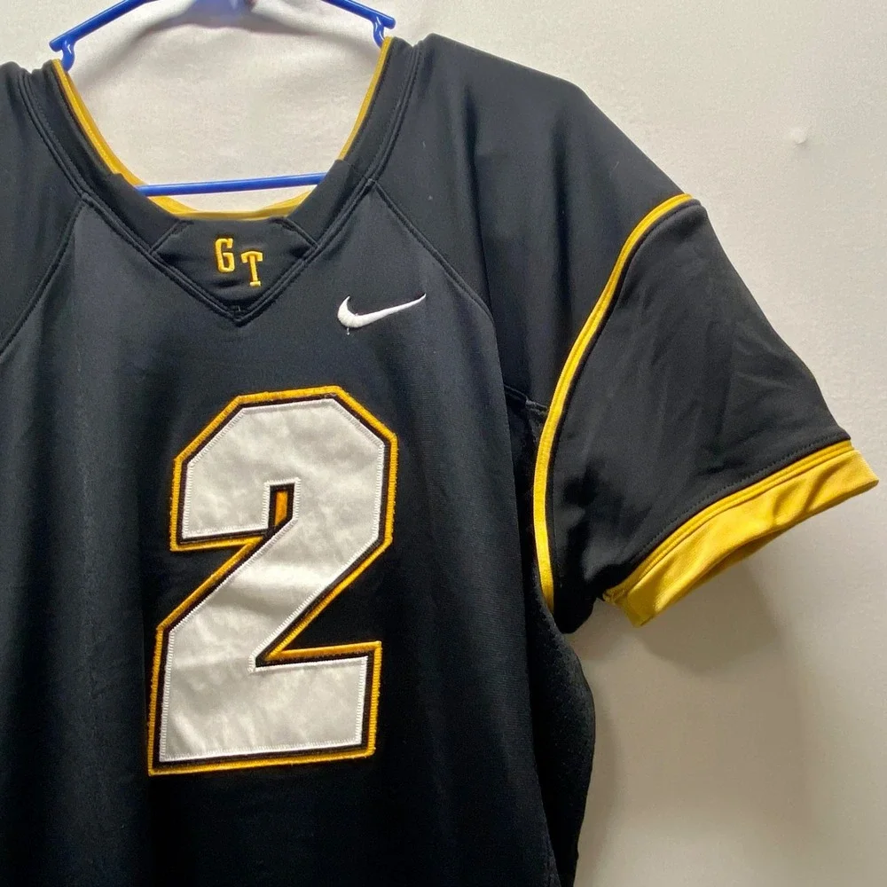 Nike GT Team Football Jersey #2 Men's XL Black Gold Logo Authentic On Field GUC